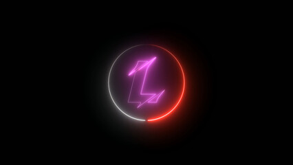 Neon Number One in a Glowing Circle on a Black Background for Graphic Design