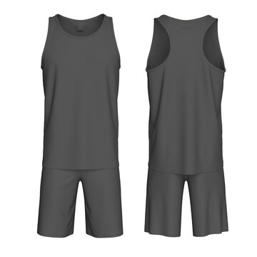 3D Render of Sleeveless Volleyball Kit Mockup. Front and Back View
