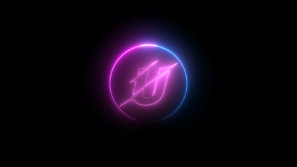 Neon Letter U Logo with Circular Outline on a Black Background for Technology