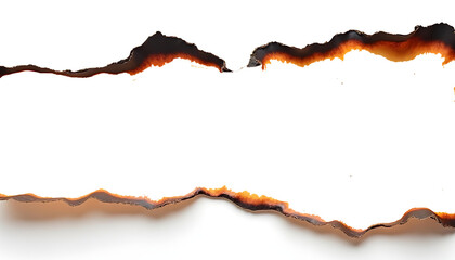white burnt paper with burnt edges isolated transparent background