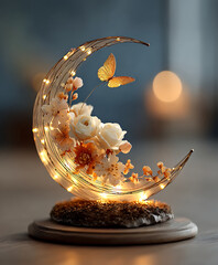 Abstract decoration  with moon and butterfly  .