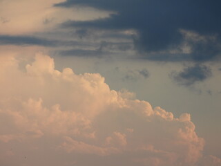 Colorful, evening, storm clouds forming over Kent Country, Delaware. Cloudscape.
