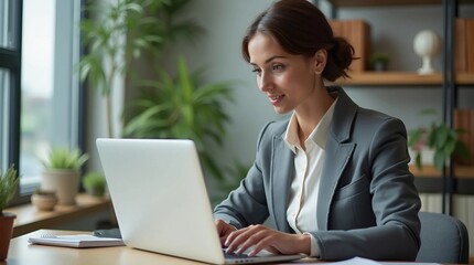 businesswoman working on laptop