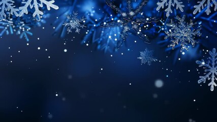 A festive arrangement with snow crystals and sparkling particles. Elegant design with icy accents that evokes a sense of winter wonder and seasonal charm. Decorative, inviting and cool. - Powered by Adobe