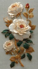 Luxury golden stem rose flowers illustration decor high resolution image