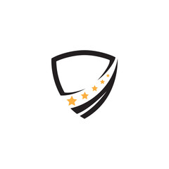 shield logo with star combination in flat design style