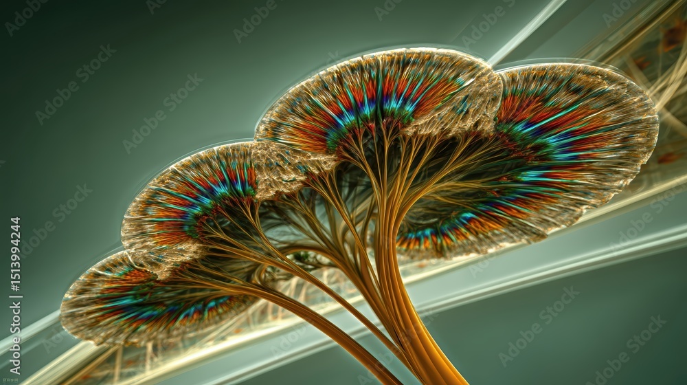 Fototapete fractal mushrooms showcase vibrant colors and unique patterns in a surreal environment