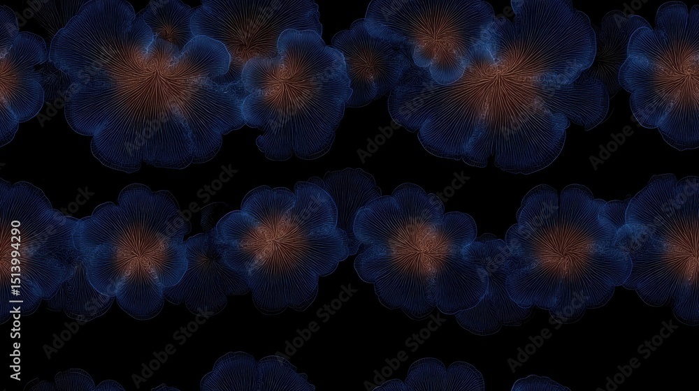 Aufkleber fractal mushrooms display intricate patterns against a dark background