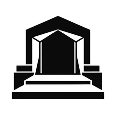 Abstract black and white architectural illustration suggesting an entrance or gateway