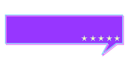 Purple Bright Speech Bubble Graphic Icon. Simple Infographic Text Box Silhouette Outline Frame Border. Empty Dialogue Blank with Stars Background. Bold Vibrant Positive Color.