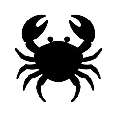 Black crab silhouette vector illustration for seafood restaurant logo and summer designs isolated on white