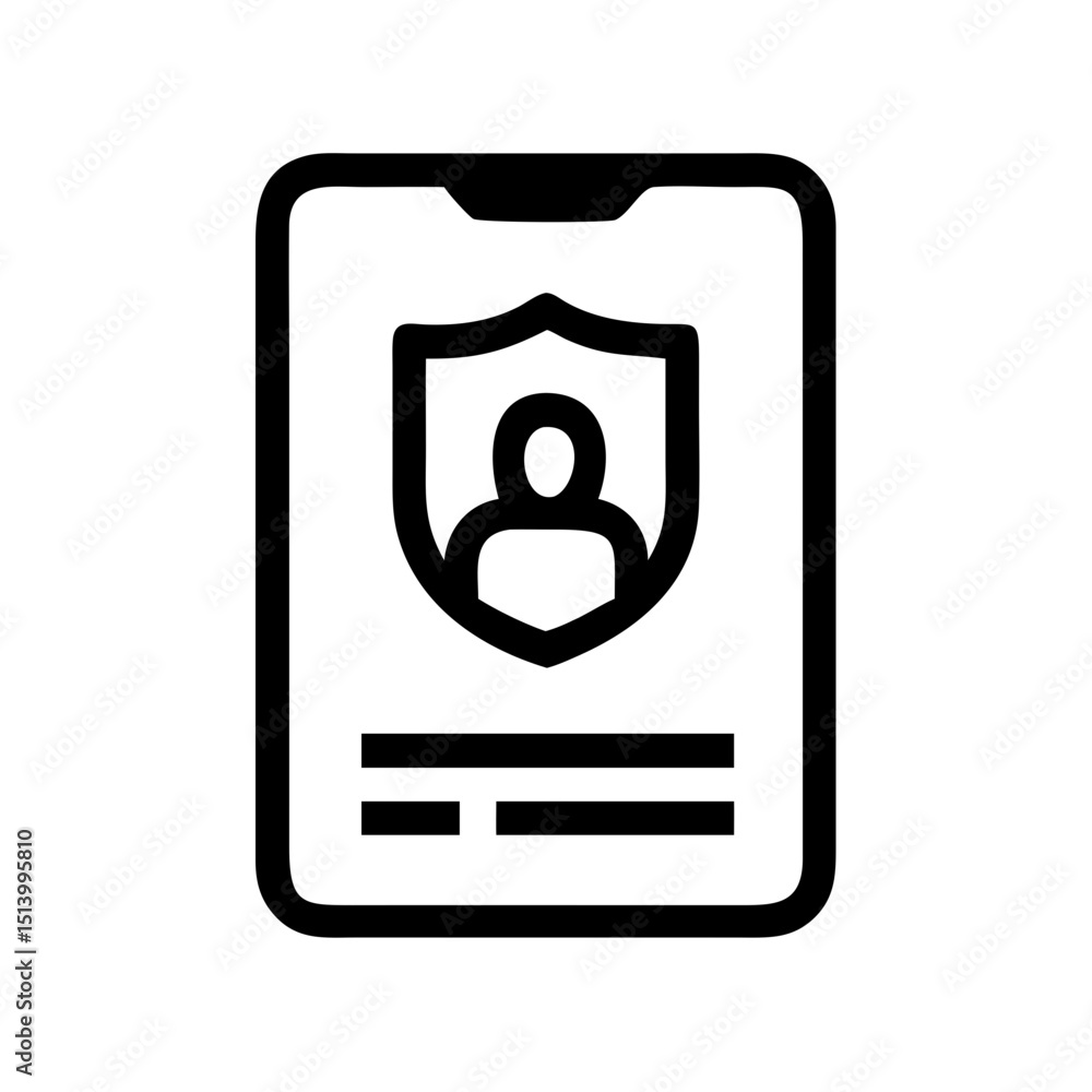 Poster mobile security app icon for personal data protection and identity verification system access contro