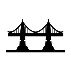 Black bridge silhouette vector illustration for architecture and city landscape design element