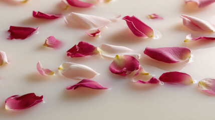 top view of bathtub filled with milk and rose petals serene beauty of scene