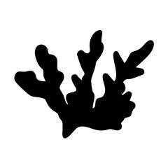 Obraz premium Seaweed kelp algae marine plant ocean flora underwater vegetation black silhouette vector design