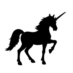 Black unicorn silhouette vector illustration magical creature fantasy horse design majestic art graphic animal