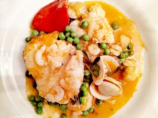 monkfish fish stew with seafood