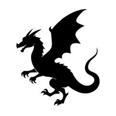 Black dragon silhouette vector illustration for fantasy artwork mythical creatures and tattoo design ideas