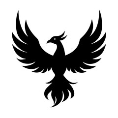 Phoenix bird logo design black silhouette vector illustration for tattoo and graphic art ideas