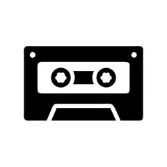 Obraz premium Black cassette tape vector illustration for retro music audio recording and playback design