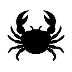Black crab silhouette vector illustration of sea animal crustacean with claws and legs design art