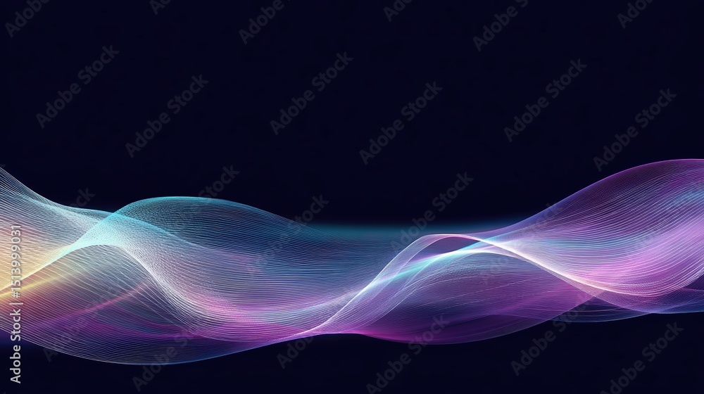 Poster Wave Geometry Design Creates a Synthwave Effect With Pastel Colors on a Dark Background