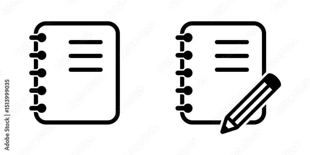 Aufkleber notebook with pencil icon. notepad with pencil icon. notepad icon.