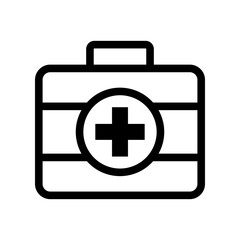 First aid box icon, medical briefcase icon.