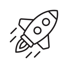 Rocket line icon. Flying rocket line icon.