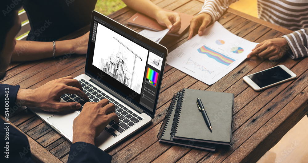 Poster architectural design modish software application for architect business and professional designer