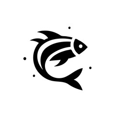  Stylized fish icon in black on white background
