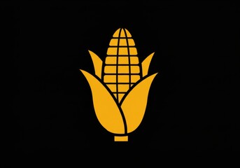 Golden Corn 2025-05-24 - A stylized of a golden corn cob on a black background, symbolizing harvest, abundance, nutrition, growth, and agriculture