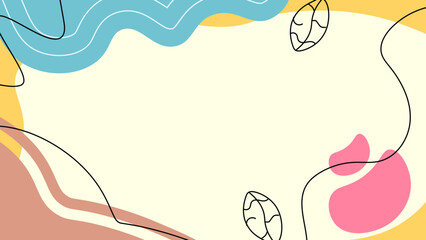 Chill background frame with flowers, leaves, blob elements and strings kids wallpaper