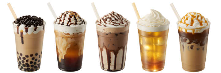 A set of glass filled different types of drinks, Some refreshing colorful drinks