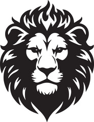 Obraz premium Tribal Lion Head Logo – Bold Black and White Vector Emblem Symbolizing Power and Courage 