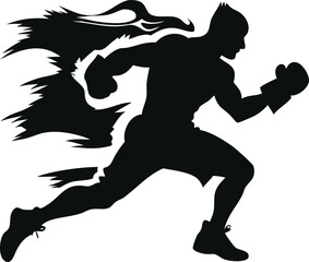 Dynamic Silhouette of a Boxer Speeding Through the Ring A Transparent Rendering of Power and Determination Illustrating a Sportsman's Dedication to His Training and His Ultimate Goal of Victory	