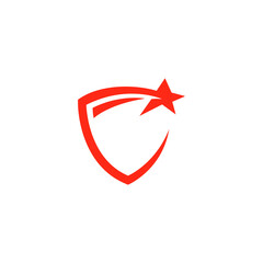 shield logo with star in flat design style