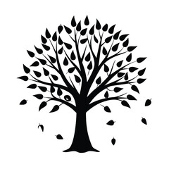 Obraz premium vector tree silhouette with leaves