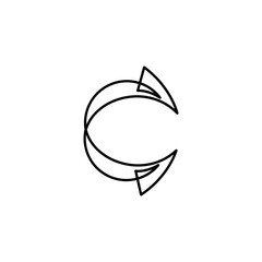 C letter logo combination with arrow in abstract linear design style