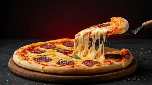 Delicious Pepperoni Pizza with Melted Cheese, Ready to Be Enjoyed