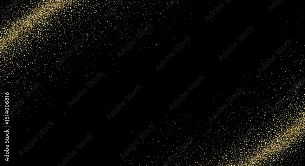 Poster golden particles scatter beautifully against a black background, creating a captivating and enchanti