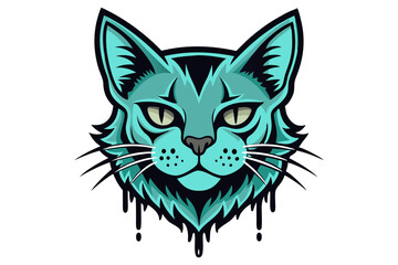 Obraz premium Feline Tattoo with Light Ink and Dripping Effect