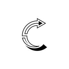 C letter logo with up arrow combination in flat design