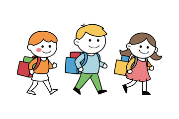 School Time Cartoon with Friendly Teachers