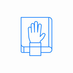hand on book inaguration promise icon sign vector