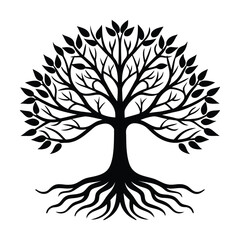 Obraz premium vector tree silhouette with white background 