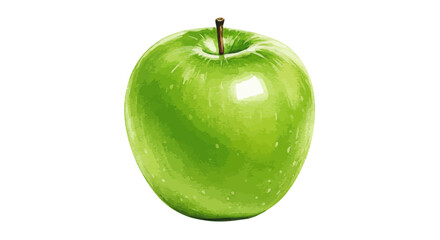 Detailed Watercolor Vector Illustration Presents A Fresh And Crisp Green Apple Isolated On A White Background Showcasing Bright Shades And Texture Detail