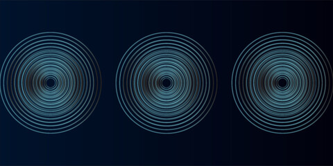 Blue abstract background with glowing circles. Swirl circular lines pattern. Geometric spiral. Twirl element. Modern graphic design. Futuristic technology concept. © Riski