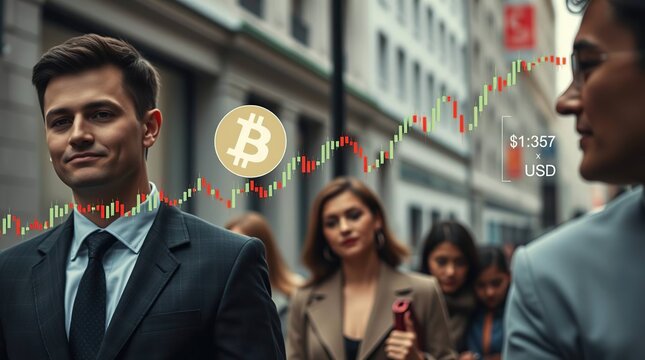 Urban professionals navigate a fluctuating cryptocurrency market