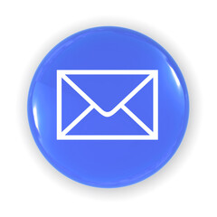 Blue Glossy Email Icon Contact Us Button for Website and App Design